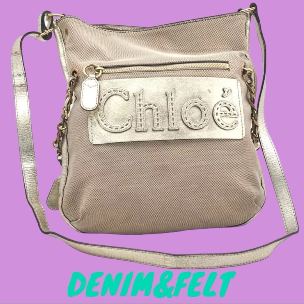 Chloe Harley Beige/Gold Canvas/Leather Shoulder Bag/Crossbody Purse| PRELOVED!☀️